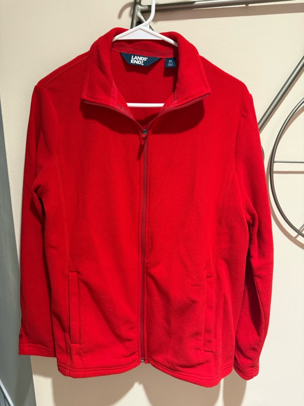 Lands' End Red Full-Zip Fleece Jacket Size M Outdoor Activewear